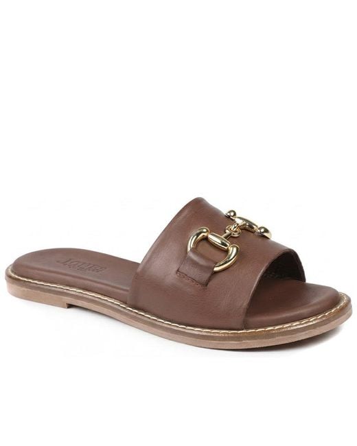 Jones Bootmaker Brown Emillina Leather Buckle Mule Sandals