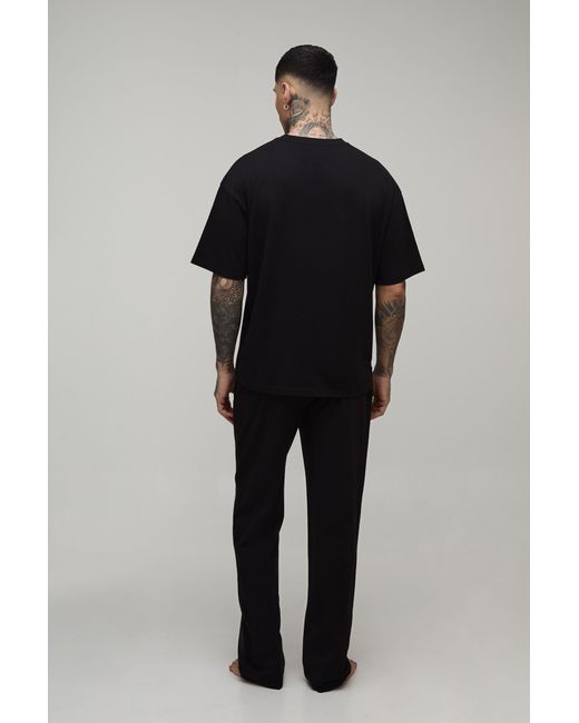 BoohooMAN Black Tall Loungewear Oversized T-Shirt And Relaxed Jogger Set for men
