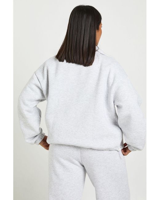 Boohoo White Plus Toggle Hem Funnel Neck Jacket