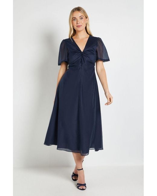 Wallis Blue Petite Tencel Twist Midi Dress