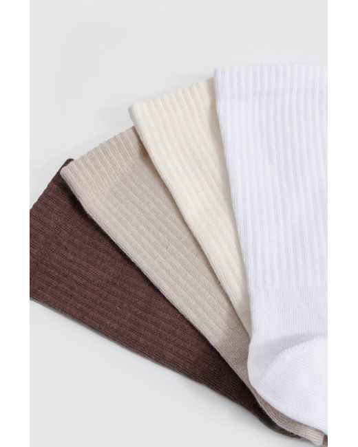 Boohoo White Tonal Crew Socks 4 Pack