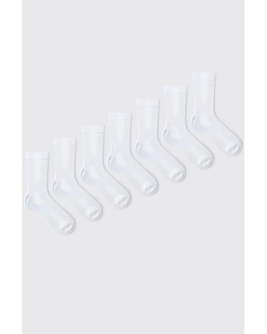 BoohooMAN White 7 Pack Plain Socks for men
