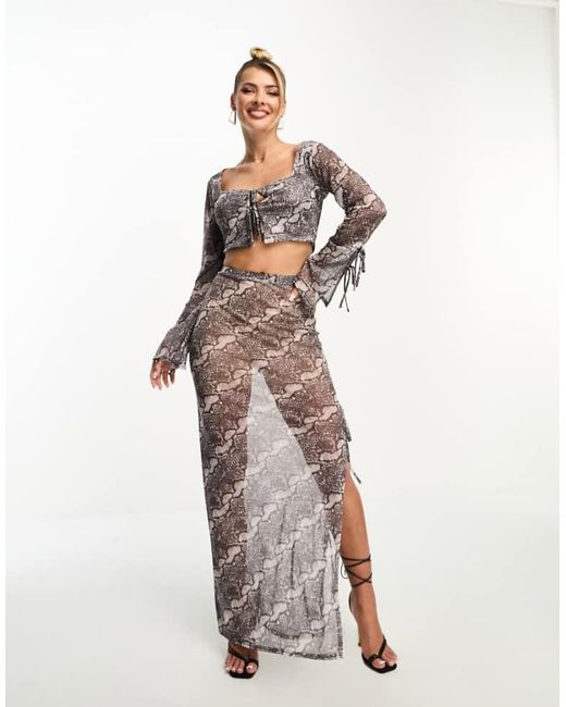 Kaiia White Sheer Maxi Skirt Co-Ord