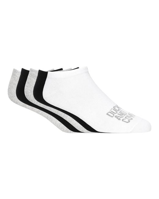 Duck and Cover White Fubel Trainer Socks (Pack Of 5) for men