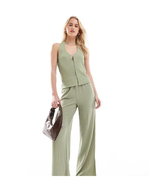 Vero Moda Green Textured Jersey Split Leg Trouser Co-Ord