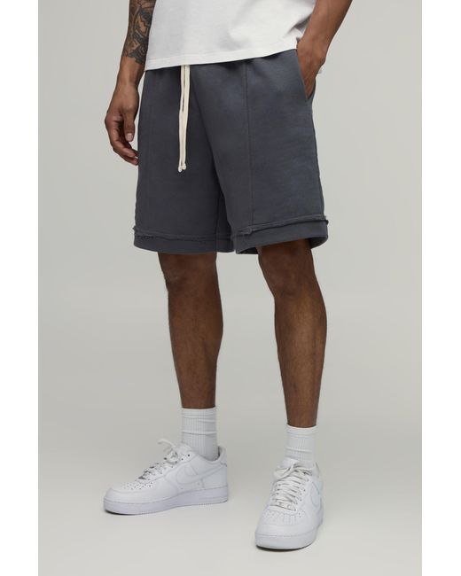 BoohooMAN Multicolor Baggy Drop Crotch Exposed Seam Loopback Short for men