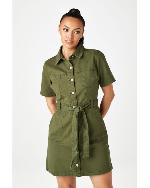 Urban Bliss Green Cuba Twill Dress Cotton