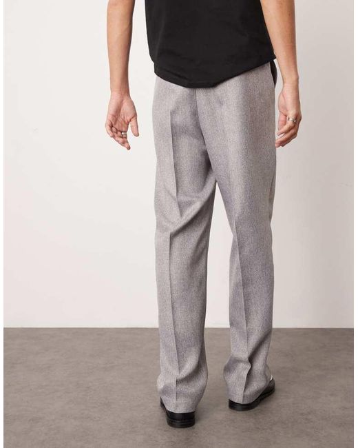 ASOS Gray Smart High Waist Straight Leg Trousers for men