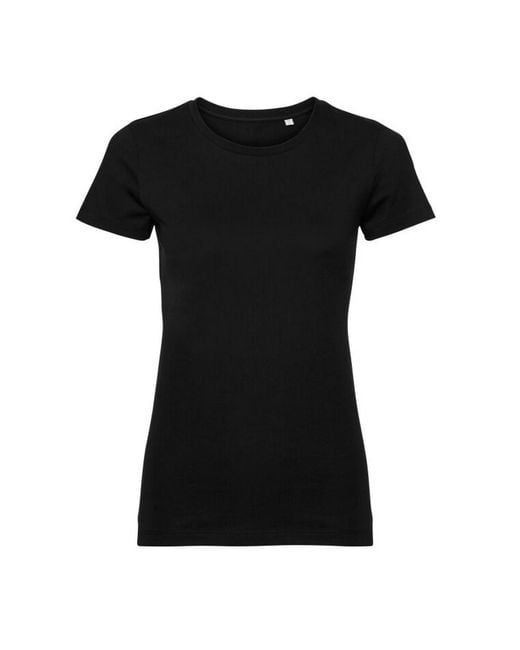 Russell Black Ladies Organic Short-Sleeved T-Shirt Cotton