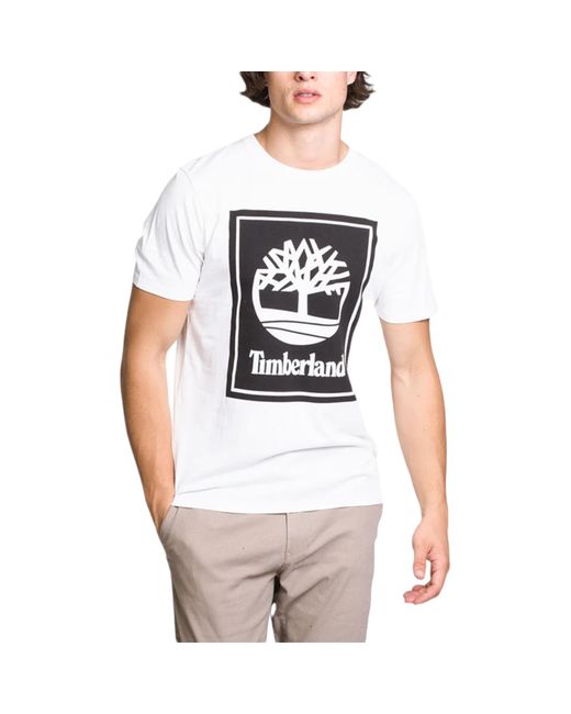 Timberland White Printed T Shirts Short Sleeve Casual Cotton Top Quick Dry Tee for men