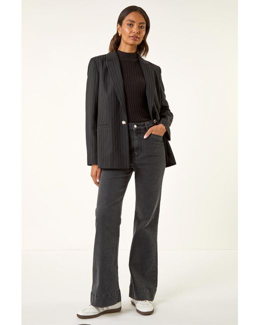Roman Black Pocket Stretch Flare Jeans