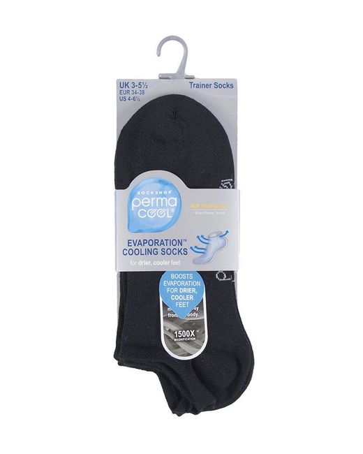 Permacool Black Breathable Anti Sweat Trainer Quarter Socks For Hot Weather