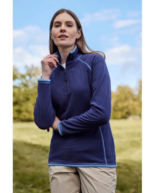Mountain Warehouse Blue 'Montana' Microfleece Jacket Half Zip Breathable Quick Dry Sweater