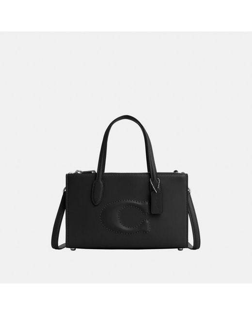 COACH Black Nina Small Tote With Debossed Sculpted C Bag