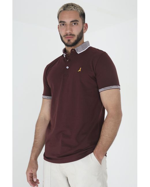 Brave Soul Brown 'Glover' Short Sleeve Jacquard Collar Jersey Polo Shirt for men