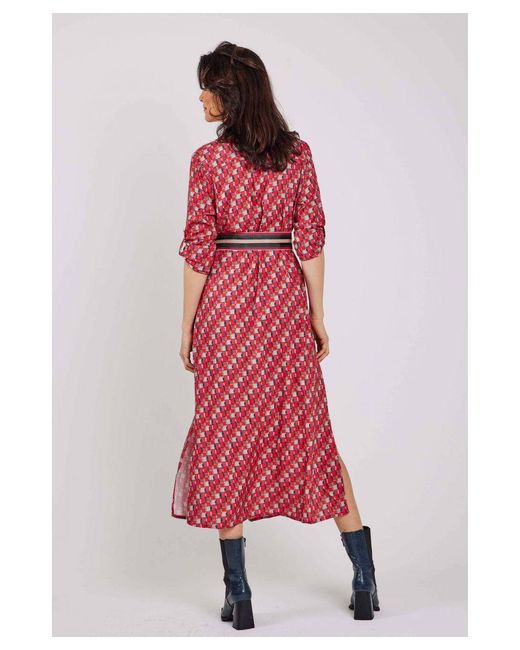 Didi Jurk Blush Met All Over Print En Ceintuur Rood blauw groen in het Rood Lyst NL