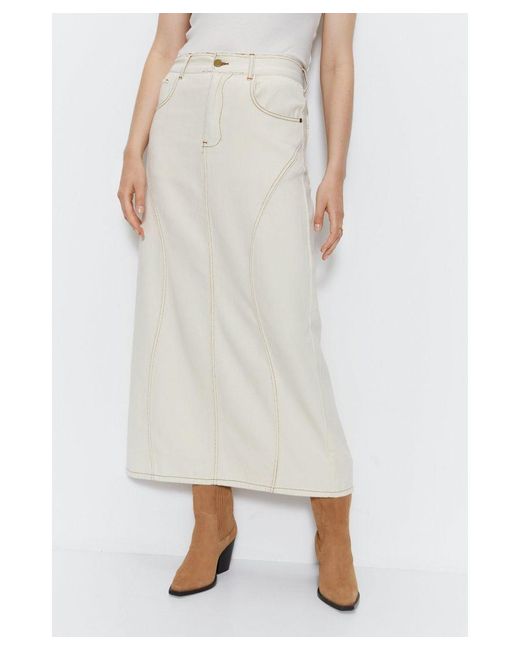 Warehouse White Denim Panelled Maxi Skirt