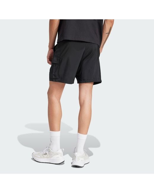 Adidas Black Essentials Small Logo Cargo Chelsea Shorts for men