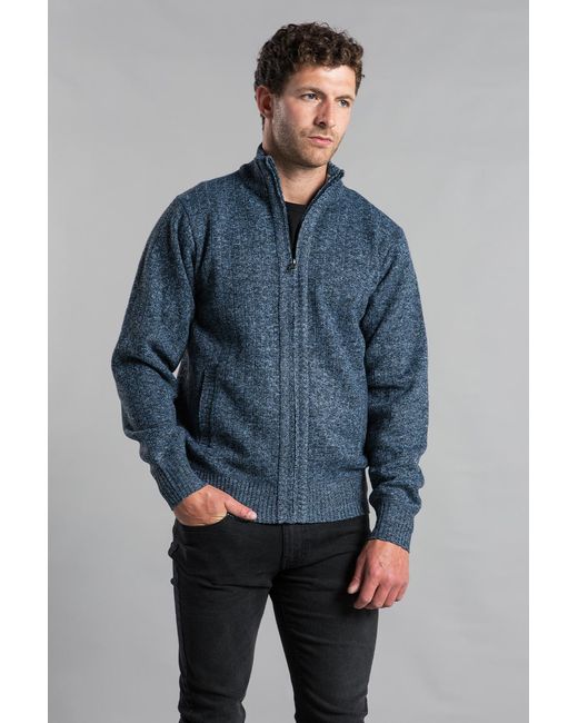 Kensington Eastside Blue Light Funnel Neck Zip-Through Cardigan for men