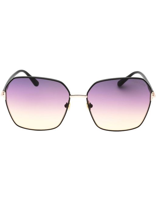 Tom Ford Pink Claudia-02 Gradient Smoke Lens Shiny Sunglasses