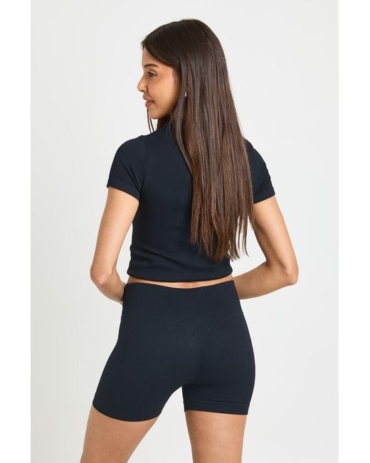Boohoo Blue Contour Ribbed Seamless Cycling Short