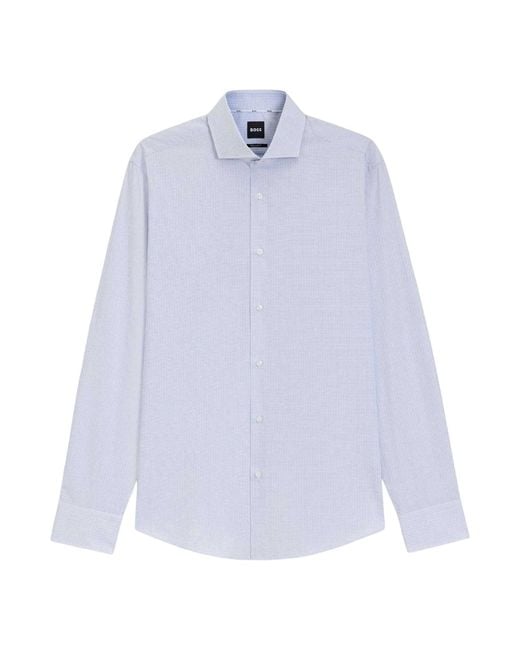 Boss Blue Joe Cotton Spread Collar Regular Long-Sleeved Shirt for men