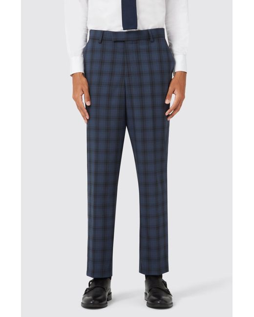 Twisted Tailor Blue Thurles Check Trouser Tt X Am for men
