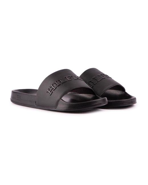 Tommy Hilfiger Black Tonal Logo Sandals for men