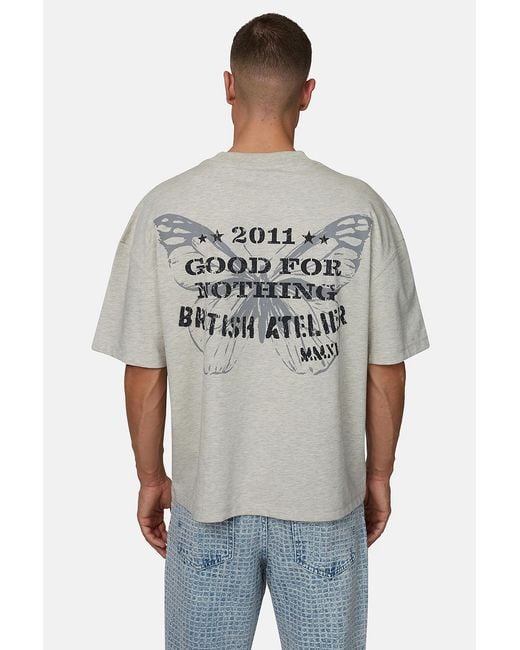 Good For Nothing Gray Boxy Fit Graphic Tee for men