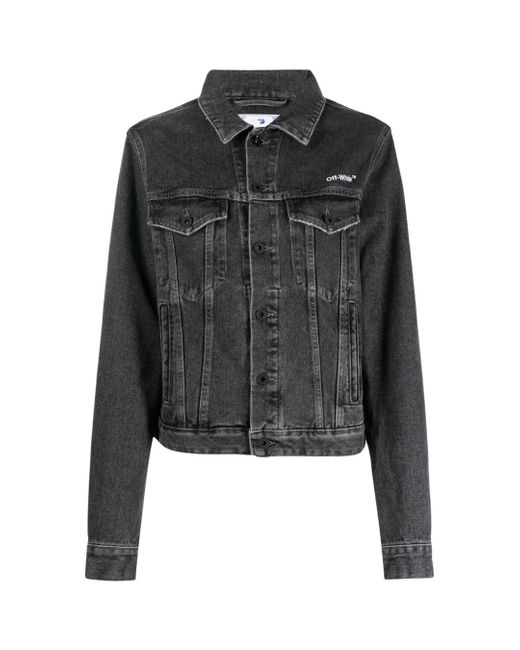 Off-White c/o Virgil Abloh Black Diag Design Regular Fit Dark Denim Jacket