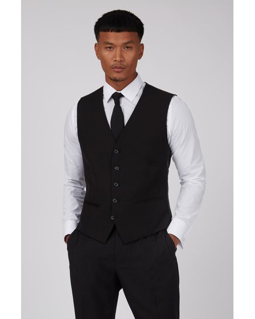Antique Rogue Black Curtis Plain Waistcoat for men