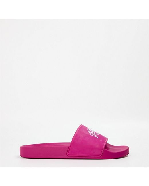 Balenciaga Pink Paris Slider Slippers