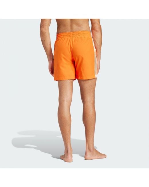 Adidas Orange Adicolor 3-Stripes Swim Shorts for men