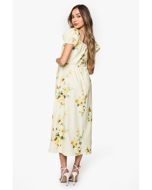 Boohoo Metallic Maternity Floral Milkmaid Midi Dress