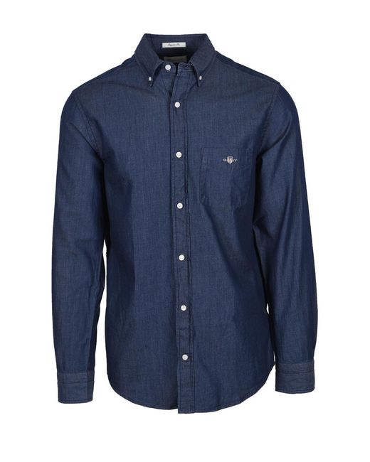Gant Blue Long Sleeved Shirt Dark for men