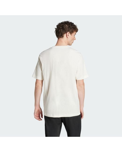 Adidas White Lounge Slides Graphic Pocket Tee for men