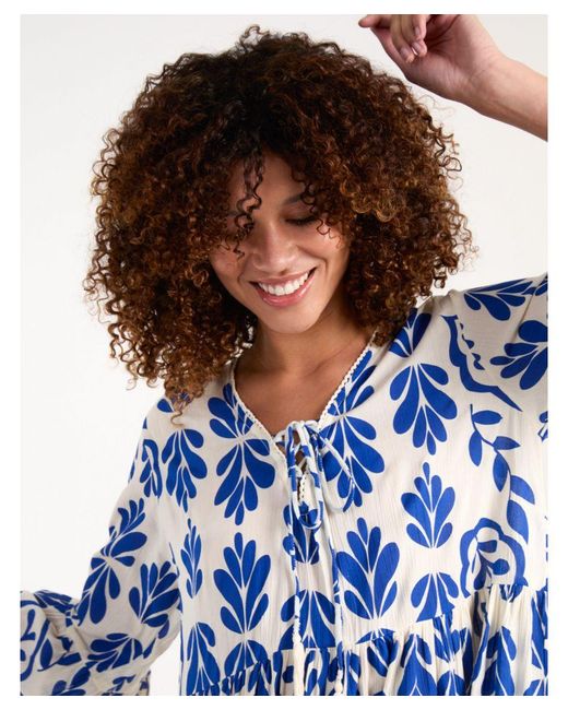 Blue Vanilla Blue Tie Front Smock Dress
