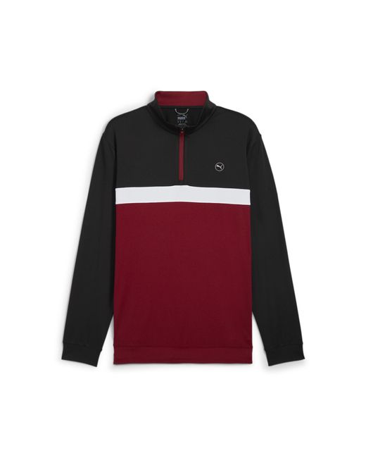 PUMA Red Pure Colourblock Golf Quarter-Zip Top for men