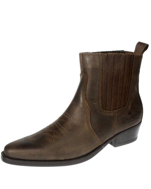 Wrangler Brown Tex Mid Leather Chelsea Cowboy Boots for men