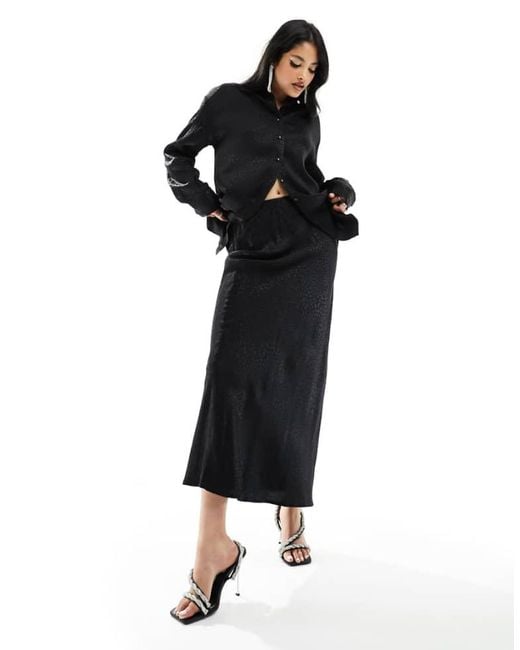Pimkie Black Satin Maxi Skirt Co-Ord