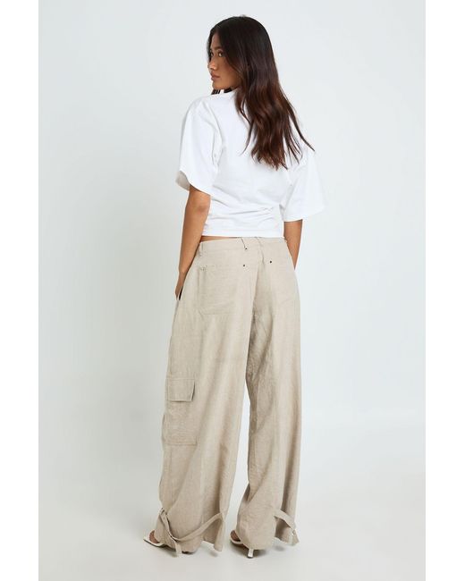 Boohoo Natural Buckle Hem Detail Trousers