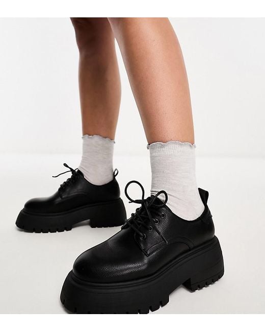 ASOS Black Wide Fit Mars Lace Up Loafer