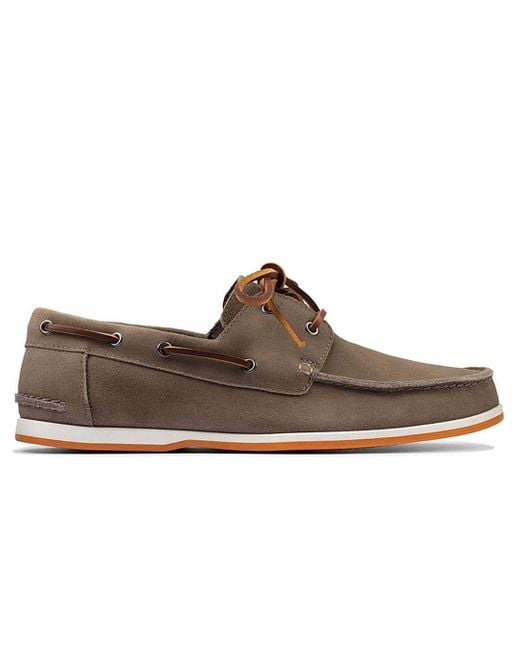 Clarks Brown Pickwell Sail Shoes Leather for men