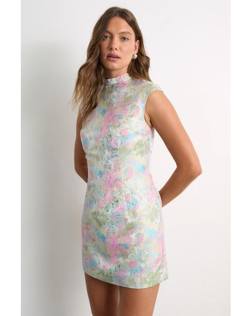 Warehouse White Jacquard Mini Dress