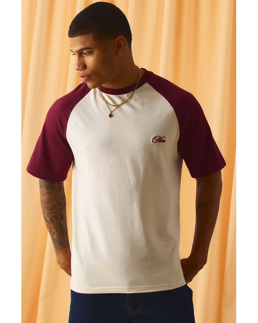 BoohooMAN Regular Embroidered Raglan T-Shirt for men