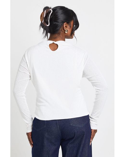 Boohoo White Plus Slash Neck Long Sleeve Top