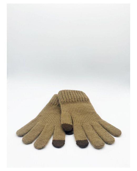 SVNX White Ribbed Knitted Gloves for men