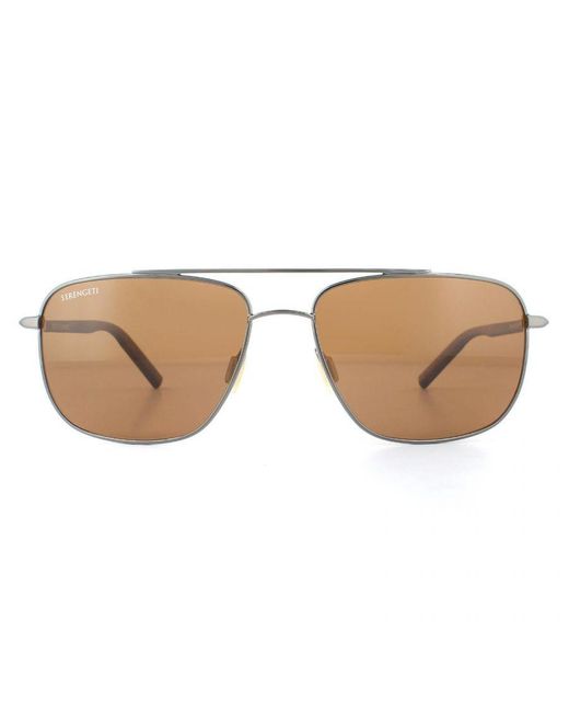 Serengeti Brown Sunglasses Tellaro 8821 Shiny Gunmetal Dark Mineral Polarized Drivers for men