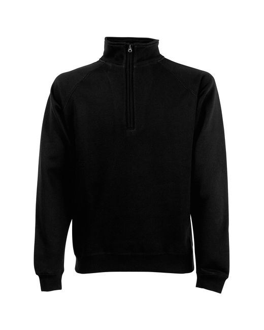 Fruit Of The Loom Black Classic 80/20 Zip Neck Sweatshirt for men