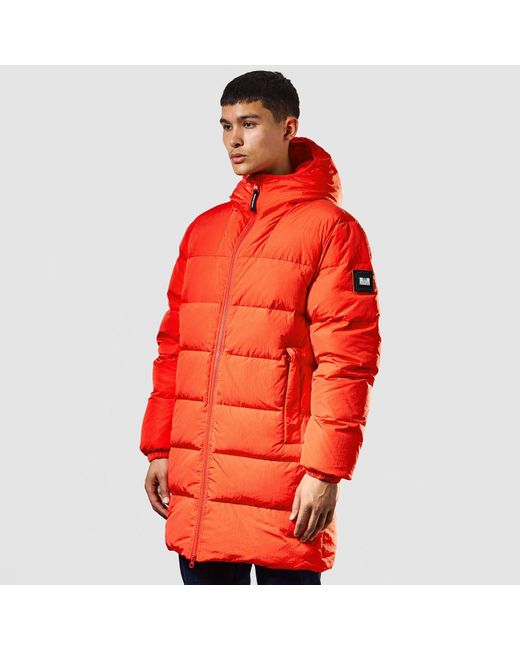 Weekend Offender Red Sapporo Longline Down Jacket for men